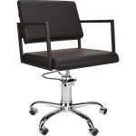 Ayala Loft Fotel Fryzjerski czarny podstawa pięcioramienna z kółkami | dostępny w 48h!