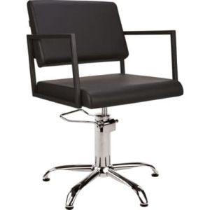 Ayala Loft Fotel Fryzjerski czarny podstawa pięcioramienna ze stopkami | dostępny w 48h!