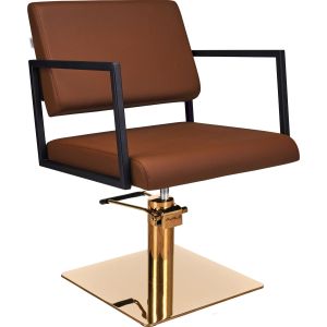 Ayala Loft Fotel Fryzjerski brązowy podstawa kwadrat złoty | dostępny w 48h! 