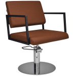 Ayala Loft Fotel Fryzjerski brązowy podstawa dysk srebrny | dostępny w 48h!