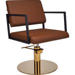 Ayala Loft Fotel Fryzjerski brązowy podstawa dysk złoty | dostępny w 48h! 