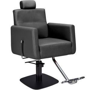 Ayala Ray Fotel Fryzjerski czarny podstawa kwadrat czarny | dostępny w 48h! 