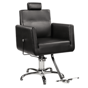 Ayala Ray Fotel Fryzjerski czarny podstawa pięcioramienna ze stopkami | dostępny w 48h! 